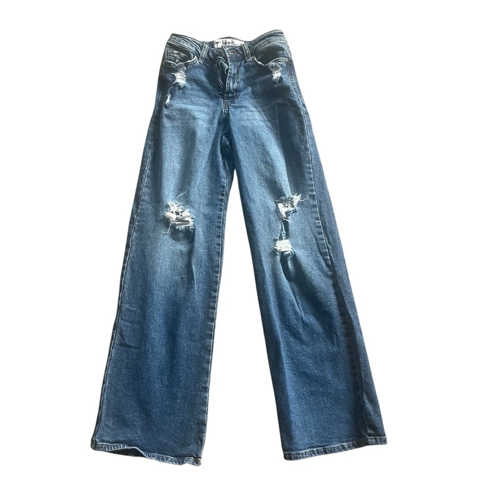 Indigo Rein Distressed Wide Leg Jeans Sz 0 Y2K 90s Vintage Cabincore